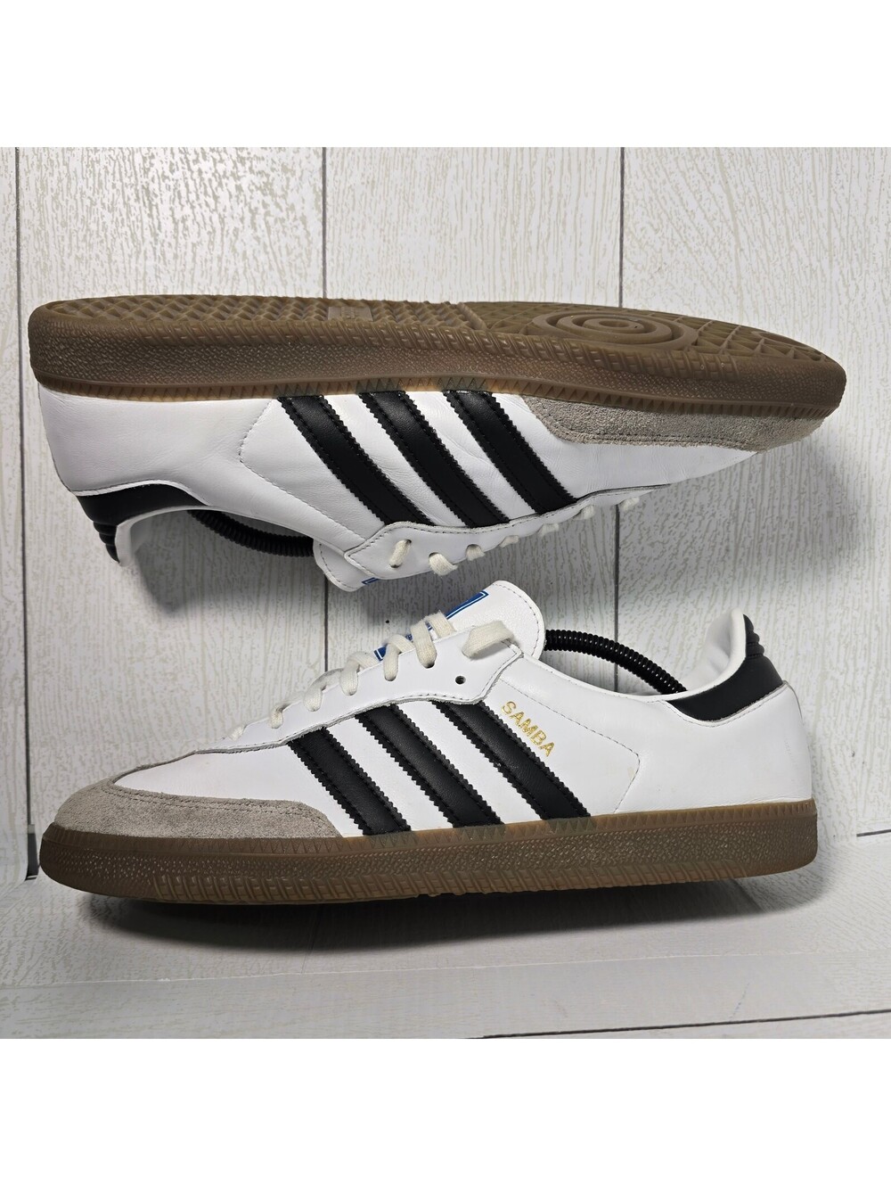 adidas Samba OG Men’s 10.5 White Black Gum B75806 Leather Suede Sneakers